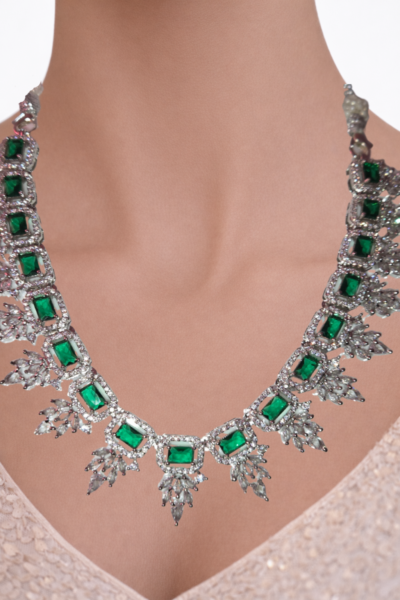 Miyora MYJ25001 statement necklace set cubic zirconia Emerald Green front 3 Miyora MYJ25001 statement necklace set cubic zirconia Emerald Green front 3
