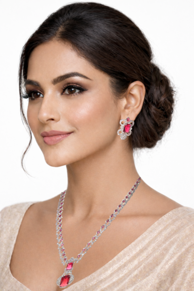 Miyora MYJ25002 statement necklace set cubic zirconia Ruby Red front 1 Miyora MYJ25002 statement necklace set cubic zirconia Ruby Red front 1