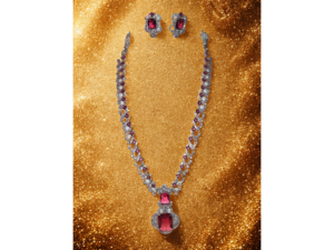 Miyora MYJ25002 statement necklace set cubic zirconia Ruby Red front