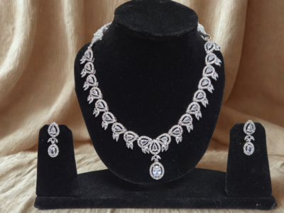 Miyora MYJ25003 statement necklace set cubic zirconia White front