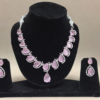 Miyora MYJ25004 statement necklace set cubic zirconia Baby Pink front Cubic zirconia necklace and earrings set