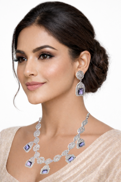 Miyora MYJ25006 necklace set cubic zirconia Smokey Blue Front 1