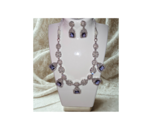 Miyora MYJ25006 necklace set cubic zirconia Smokey Blue Front party wear necklace and earrings set