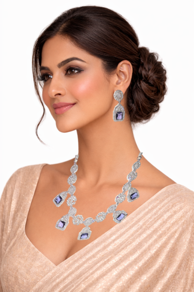 Miyora MYJ25006 necklace set cubic zirconia Smokey Blue Front 5