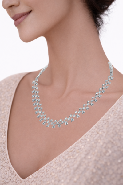 Miyora MYJ25007 statement necklace set cubic zirconia white front 4