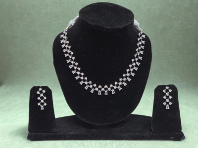 Miyora MYJ25007 statement necklace set cubic zirconia white front necklace and earrings set