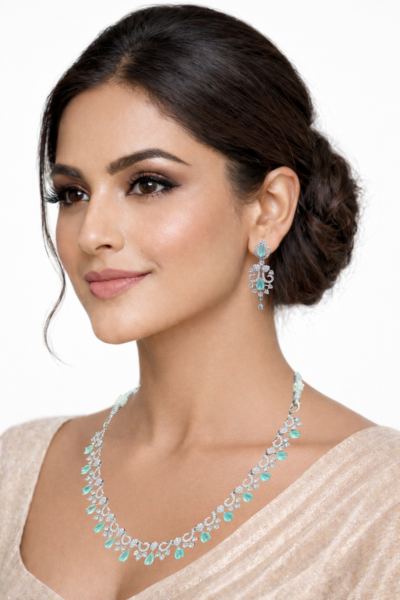 Miyora MYJ25009 statement necklace set cubic zirconia Sea Green front 1 Miyora MYJ25009 statement necklace set cubic zirconia Sea Green front 1