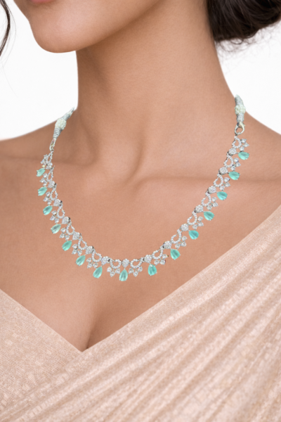 Miyora MYJ25009 statement necklace set cubic zirconia Sea Green front 3 Miyora MYJ25009 statement necklace set cubic zirconia Sea Green front 3