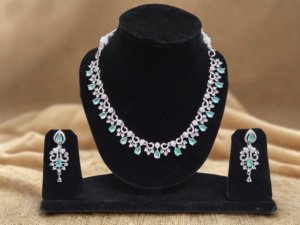Miyora MYJ25009 statement necklace set cubic zirconia Sea Green front necklace and earrings set