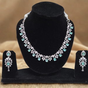 Miyora MYJ25009 statement necklace set cubic zirconia Sea Green front necklace and earrings set