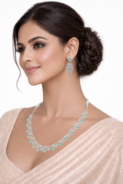 Miyora MYJ25009 statement necklace set cubic zirconia Sea Green front 4 Miyora MYJ25009 statement necklace set cubic zirconia Sea Green front 4
