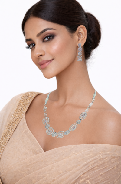 Miyora MYJ25012 statement necklace set cubic zirconia Light Pink front 5