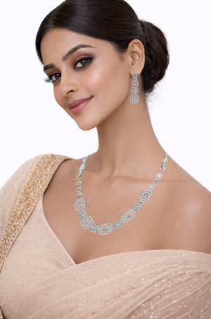 Miyora MYJ25012 statement necklace set cubic zirconia Light Pink front 6 elite necklace and earrings set